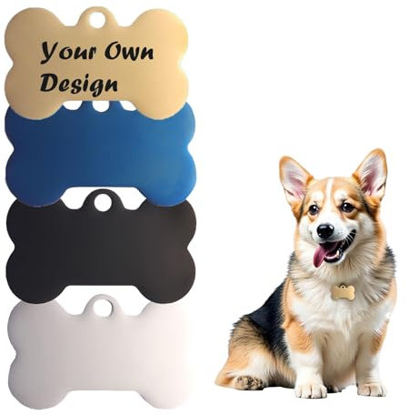 Changtai Hundemarke mit Gravur - Personalisiert Hundeanhänger mit Name Telefonnummer und Adresse, Edelstahl Namensschild für Halsband, Anhänger Marke Tiermarke für Hunde Katzen Welpen