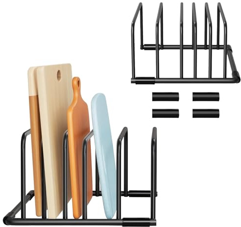 Schneidebrett Halterung, Schneidebrettständer Schwarz, Schneidebrett Rack | Topfpfannendeckel Halter, Pfannendeckelhalter, Topfdeckelhalter, Schneidebrett Organizer,Topfdeckel Organizer Küche