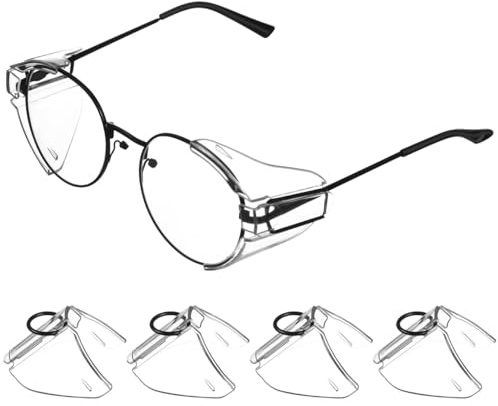 HEALEEP Glasses Side Shield Wings for Safety Glasses Slip-on Pc Protective Side Flaps Lightweight Eye Splash Guards for Universal Eyewear
