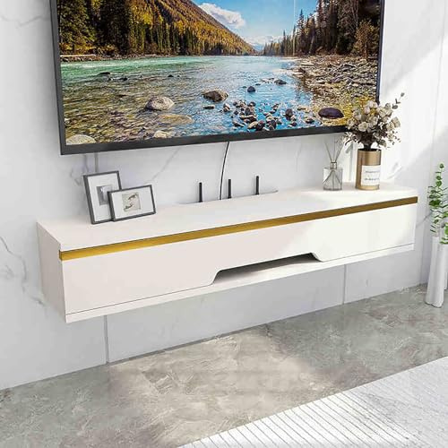 Mobile porta TV sospeso da parete, moderno ripiano per console multimediale con anta superiore a ribalta, armadio portaoggetti per soggiorno e camera da letto