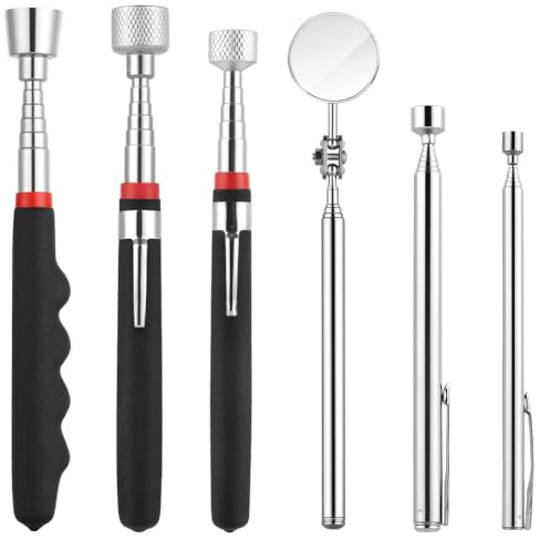 flintronic 6 Stück Ausziehbar Magnetisches Aufnahmewerkzeug, 1.5 lb/3.5 lb/10 lb/15 lb/20 lb, Magnet Teleskopstab, Stark Magnet von Kleinen Teilen Autoteilen Metallgegenstände