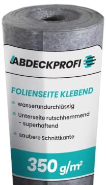 Abdeckvlies Folienseite klebend – 350 g/m² - 1m x 25m (25m²) | Renovierungsvlies, Malervlies, Abdeckvlies selbsthaftend, Treppenvlies