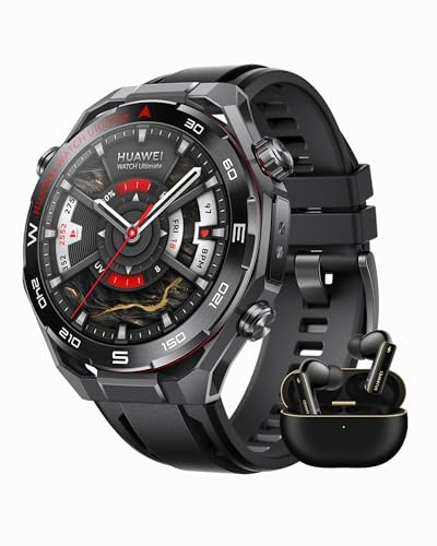 HUAWEI Ultimate 2 Black + FreeBuds Pro 4 Black, Zirconium-based Liquid Metal Case, 150-Meter Diving Watch, Sonar-based Underwater Communication, Accurate Health Monitor