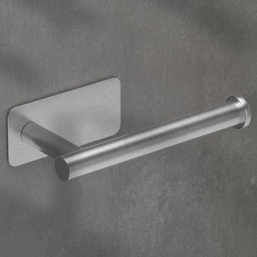 husman® Toilettenpapierhalter ohne Bohren | Klorollenhalter aus hochwertigem gebürstetem Edelstahl | Toilettenpapierhalter schwarz Klopapierhalter ohne Bohren WC Papier Halterung (Rund)