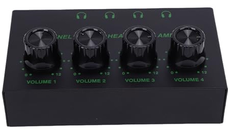 Bewinner Amplificateur de Casque 4 Canaux avec Contrôle de Volume Individuel, Amplificateur Stéréo alimenté par USB pour la Surveillance en Studio, Les Musiciens, Les Jeux de Podcast