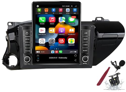 PLKEQS Radio Voiture Android 15 Sat Navi pour T-oyota Hilux LHD/RHD (2015-2020) Écran Tactile Android 9,7 Pouces unité multimédia avec Carplay GPS Navigation HiFi BT 5G WiFi SWC,M400s