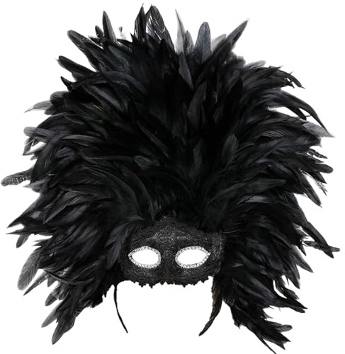 Celanisai Maschera mezzo viso da donna, maschere per carnevale, maschere da uomo, maschera a forma di piuma, supporto per maschera a mezza faccia, accessorio per feste, maschera veneziana, carnevale