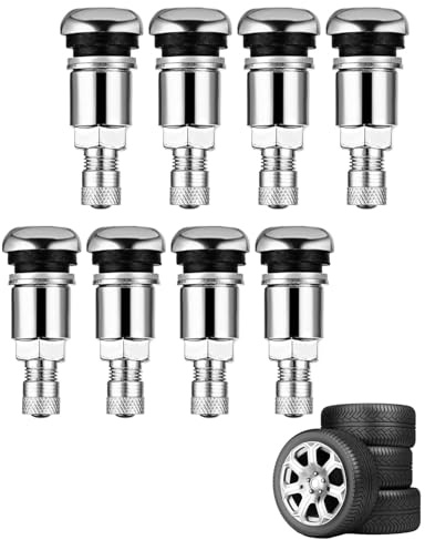 HZAOPZE 8Pcs Autoventile, Silber Reifenventil, Autoreifen Ventil Autoreifen, Metallventile für Alufelgen, Reifen Ventile Reifenventile Pkw Universal Felgenventile,Für Auto,Motorrad,43 * 11MM