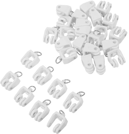 Alipis Lot de 30 Patins de Rail pour Rideaux Courbes en Plastique Solide, Roulettes Silencieuses à Double Roue Compatibles Rails de Plafond Coulissants pour Salon et Bureau
