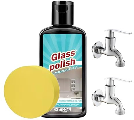 Nettoyant pour Portes de Douche en Verre 120ml avec Pâte à Polir et Éponge
