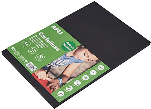 Apli 014253 - Confezione da 50 fogli di cartone, 210 x 297 mm, colore: Nero