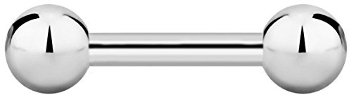 Forbidden Body Jewelry nipple barbell, nipple bars, silver nipplerings piercing Surgical Steel 10g - 12mm Straight Barbell Body Jewelry, 6mm Balls