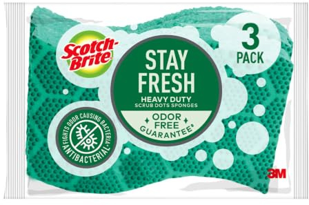 Scotch-Brite Scrub Dots - Esponja Resistente, Potente para Fregar, se enjuaga para Lavar Platos y Limpiar la Cocina, 3 esponjas para Fregar