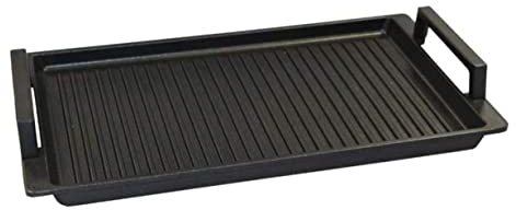 Padella preferita – Piastra per barbecue, 41 x 24 cm, con maniglie laterali, piastra girevole antiaderente in alluminio pressofuso, per tutti i piani cottura e grill a gas