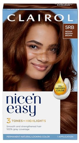 Clairol Nice'n Easy Permanent Hair Dye, 5RB Medium Reddish Brown | 1 Pack