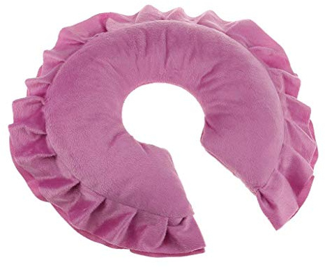 FRECI U Shaped Neck Support Cushion Soft Spa Salon Massage Table Cradle Face Pillow Neck Head Cushion Travel Flight Neck Pad - Rose Red