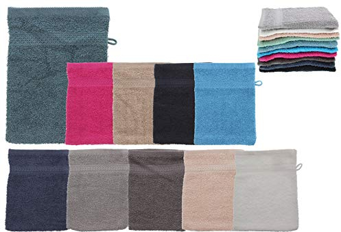 Northam 10er Set Waschlappen Waschhandschuh 16 x 21 cm Baumwolle Frottee (Anthrazit)