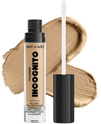 wet n wild, Megalast Incognito Full-Coverage Concealer, Correttore Riccamente Pigmentato, Modulabile da Medium-to-Full, Finito Opaco, Formula Nutritiva e Idratante, con Burro di Karitè, Medium Honey