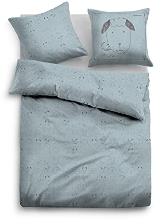 TOM TAILOR 0847645 Bettwäsche Garnitur mit Kopfkissenbezug Melange-Flanell 1x 135x200 cm + 1x 80x80 cm, light blue
