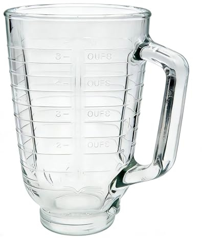 Batidora de vidrio de 5 tazas, Comptaible con licuadora Oster modelos 4108, 4109, 4106, 4110, 4111, 4117 Serie clásica y licuadora Osterizer serie (vidrio, tarro de 5 tazas)