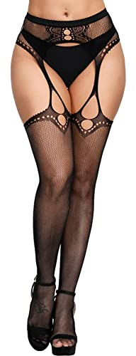 CITUYER Womens Suspender Pantyhose High Waist Fishnet Tights Fishnet Stockings Thigh High Stockings