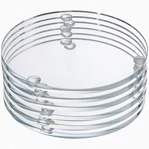 YOUEON 6er Set runder Glasuntersetzer, 9 cm Kristalluntersetzer Dekorative Glasuntersetzer Klarglasuntersetzer für Tassen, Becher, Esstische, Büro, Küche, Heimdekoration und Partys