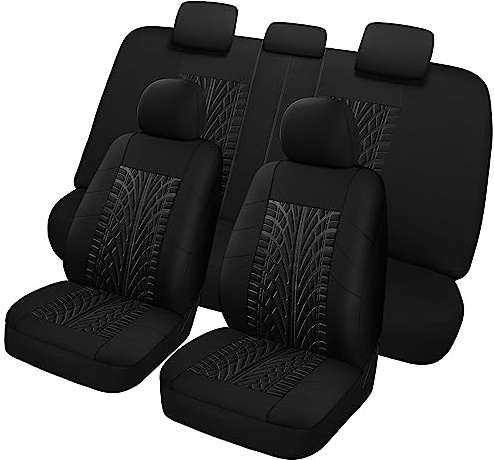 Pariitadin Car Seat Covers Full Set, Washable and Breathable Premium Cloth Automotive Vehicle Seat Cover for Car Interior, Universal Fit for Most Cars, Sedan, Truck, SUV(Black)