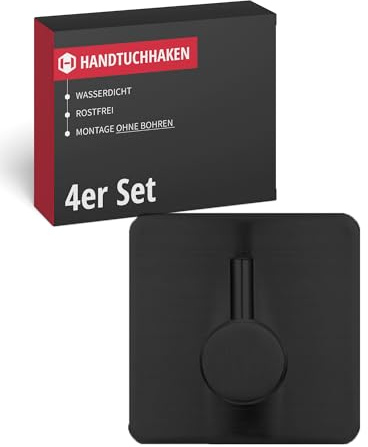 Gedotec Handtuchhalter ohne Bohren Edelstahl I 4er Set Handtuchhaken selbstklebend I Handtuchhalter Bad & Küche I Handtuchhaken ohne Bohren zum Kleben I Klebehaken Badezimmer als Handtuch Halterung