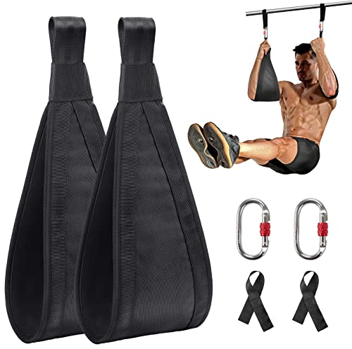 DASKING Bauchmuskelschlaufen Armschlaufen für Bauchtraining, Gepolstert Einstellbar 2 Hanging Ab Straps Slings für Klimmzugstange Portal Reck Fitness Bar Klimmzughilfsbänder mit Karabinerhaken