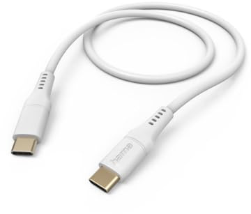 Hama Ladekabel „Flexible“ USB C auf USB C, Silikon, 1,5m (Schnellladung, Handy Ladekabel, Datenkabel, USB Kabel, Handykabel, USB Typ C, Knickschutz, flexibel, vergoldet, maximal kompatibel) weiß