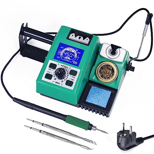 YIHUA 982 - Kit per saldatore di precisione con display LCD digitale, Tipo-C210 cartucce a punta di saldatura, distributore di filo saldato e 4 canali di memoria, spegnimento automatico