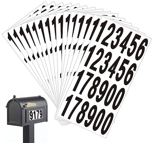 Rjayaa Number Stickers, 15 Sheets Vinyl Stick on Numbers 0-9 Self Adhesive 3 inch Black Numbers Stickers for Mailbox Signs Residence Window Door Address, 7.6 x 2.5 cm