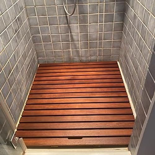 RENLXFI Holz Badematten für Badezimmer Boden, rutschfest erhöht große Outdoor-Dusche-Plattform, für Türöffnung/Sauna/Spa/Garten/Terrasse Pool/im Freien verwenden (Size : (21.6inx27.6in) 55x70cm)