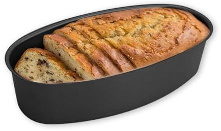 Tissting Brotbackform Kastenform 23 x 12 x 5 cm Oval Schwarz Karbonstahl Antihaftbeschichtung Toastform Brotform Kuchenform für Brot Backen Zubehör, Auflaufform