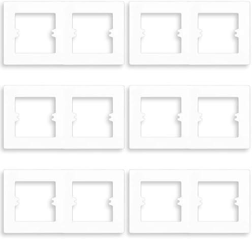 Acmerota 6Pcs Finger Plate Surround for Double Light Switch 2 Gang White, Wall Protector,Electrical Plug Socket Wall Cover Decorate Plastic (Double White)