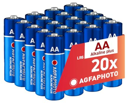 AgfaPhoto - Batteria Alkaline Plus, Carino AA, LR6, confezione da 20