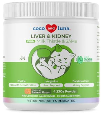 Milk Thistle for Cats - Liver and Kidney Support - Hepatic Support with EPA & DHA - Detox - Liver Supplement with Choline and L-Arginine (Powder for Cats)