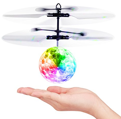 Vrxeqi Balle Volante, RC Flying Ball Jouet Cadeau pour Enfants Garcons Filles 8 9 10 11 12 Ans, Induction Infrarouge Hélicoptère Drone Avion Télécommandé avec LED Lumière Jeux Extérieur Intérieur