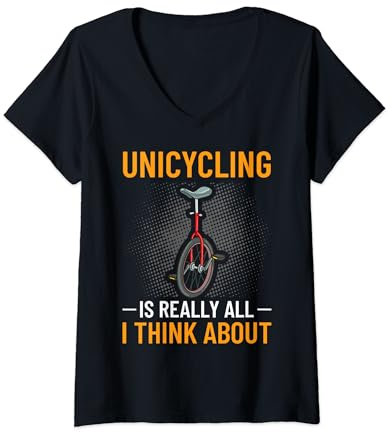 Einrad Fahrrad Lustiges Training Lernen Radfahren T-Shirt mit V-Ausschnitt