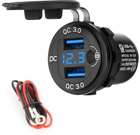 Presa di corrente per auto da 12V/24V, doppia presa di corrente USB per auto QC3.0 con cavo Display a LED e interruttore per auto