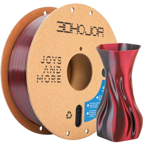 3DHoJor Silk PLA Filament 1.75mm Black Red Dual Color PLA 3D Printer Filament 3 in 1 Coextrusion 1KG Spool(2.2lbs) 3D Printing Filament Dimensional Accuracy +/- 0.03mm