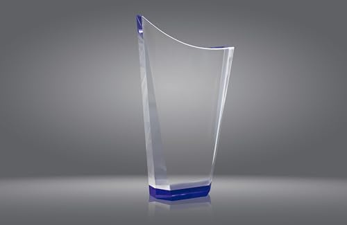 Art-Trophies At10101, Trofeo Sportivo di Cristallo Unisex-Adulto, Trasparente/Blu, 220 mm