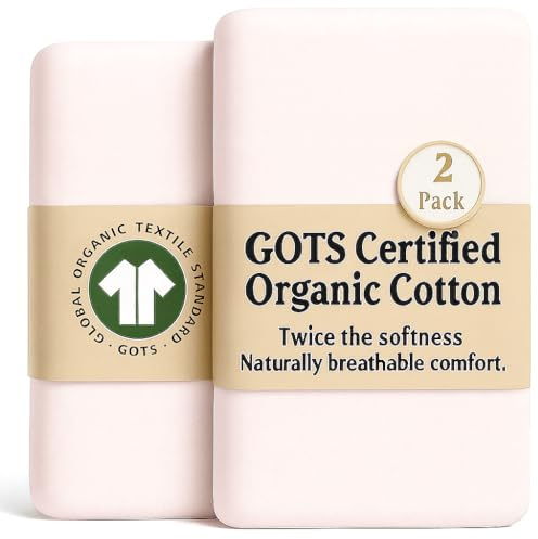 Bunnyjik Spannbettlaken für Maxi-Cosi Iora – GOTS-ZERTIFIZIERTES Bio-BETTLAKEN 50x83cm – 2er-Set, Luftig & Kühlend – 190GSM Bio-Baumwolle – Für Iora Air, Tori, Beistellbett, Next2Me & Tutti Bambini
