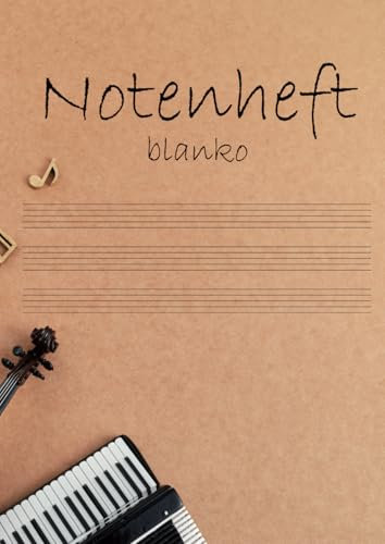 Notenheft blanko Notzbuch mit leeren Notenlinien DIN A4: 100 Seiten mit je 12 Notenzeilen