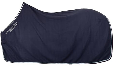 Imperial Riding Fleecedecke IRH Classic, Pferde Fleece- und Abschwitzdecke, Decke mit großem Kragen, abnehmbaren Kreuzgurten, Schweifkordel und Logo, Navy, 85