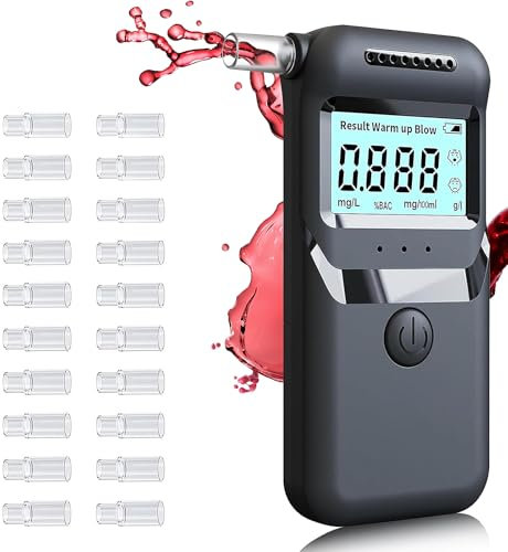 VHV Ethylotest Electronique, Ethylotest Electronique avec Affichage Numérique LCD Bleu, Ethylometre Précision de Qualité, Alcootest Personnel pour Usage Domestique et Professionnel (Noir)