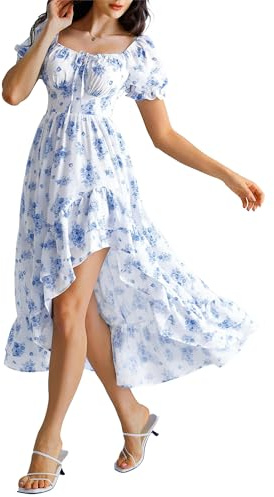 SCARLET DARKNESS Womens Summer Casual Maxi Dress UK Wedding Guest Milkmaid Long Dress Cocktail Party Beach Sundress for Ladies