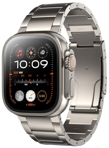 LULULOOK Titanband för Apple Watch Ultra 3 2,49 mm, 46 mm, 45 mm, 44 mm, 42 mm (Serie 3 2 1), titan klass 2, ersättningsband för iWatch Ultra 3 2 Series 11 10 9 8 7 SE 6 5 4 3 2 1, Titan färg, 42mm to