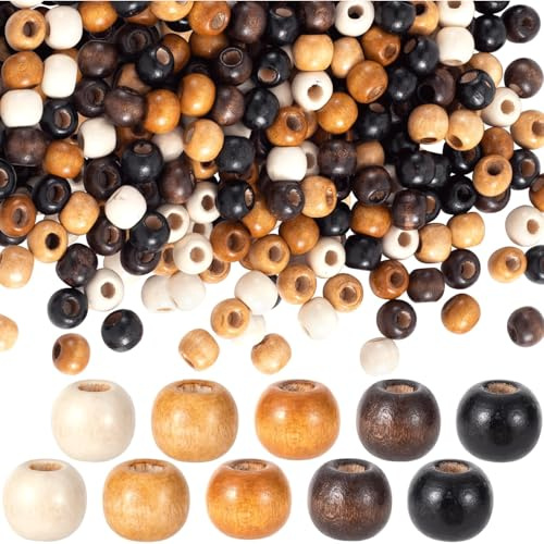 Canollo 100 Stück Holzperlen zum Auffädeln, 10 mm Holzkugeln mit Loch, Perlen zum Basteln, Natürliche Runde Holzperlen Set, Perlen Holz, Beads, Holzkugel für DIY Armband Herstellung (5 Farben)