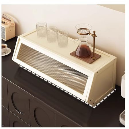 Vitrine mit Bambusrahmen für Wohnzimmer, modern, minimalistisch, Schreibtisch-Aufbewahrungskoffer, Figuren-Vitrine mit natürlichem Bambusrahmen, ideal für Schlaf- und Wohnzimmerdekoration (AL51 cm)